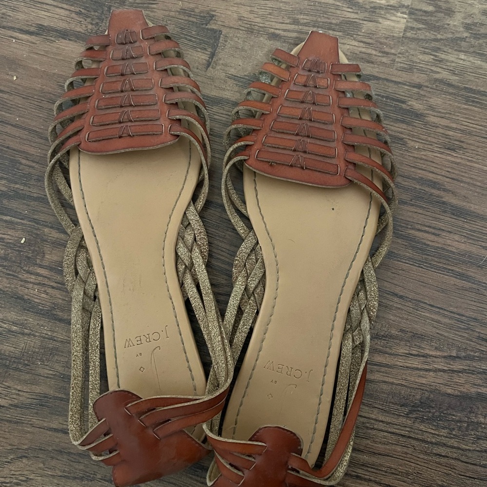 J. Crew Two-Tone Brown and Gold Braided Leather Flats